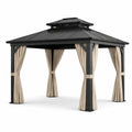 Pavillon en métal avec rideaux en polyester 300x300x270 cm