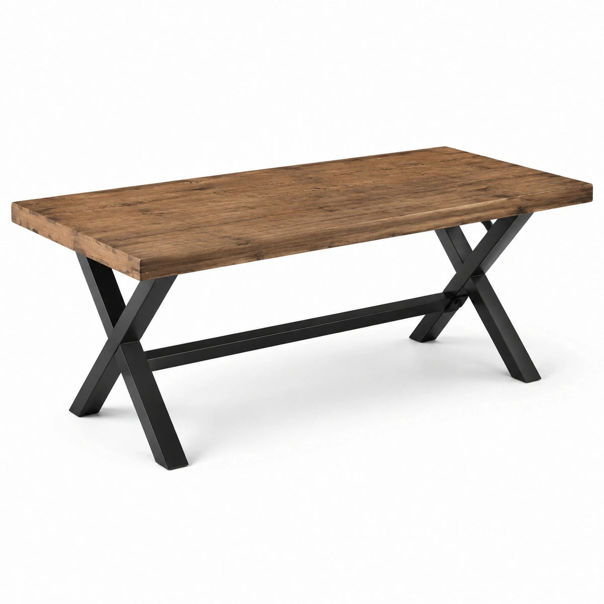 Table en bois avec pieds en métal noir 180 cm