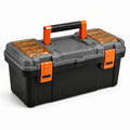 Boîte à outils en plastique noir, gris et orange, 50x25x25 cm