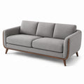 Canapé 3 places en tissu gris clair avec structure en bois