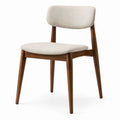 Chaise en bois avec tissu beige, dimensions 80x50x50 cm