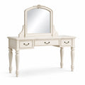 Coiffeuse en Bois avec Miroir et 3 Tiroirs Crème