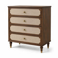 Commode 4 tiroirs en bois et lin marron/beige