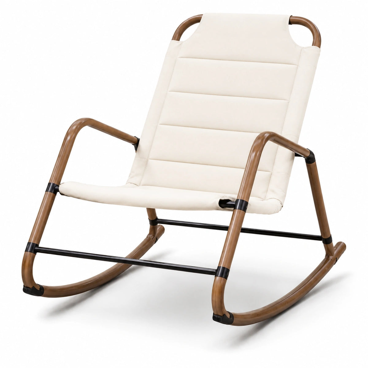 Chaise à bascule en métal et tissu beige